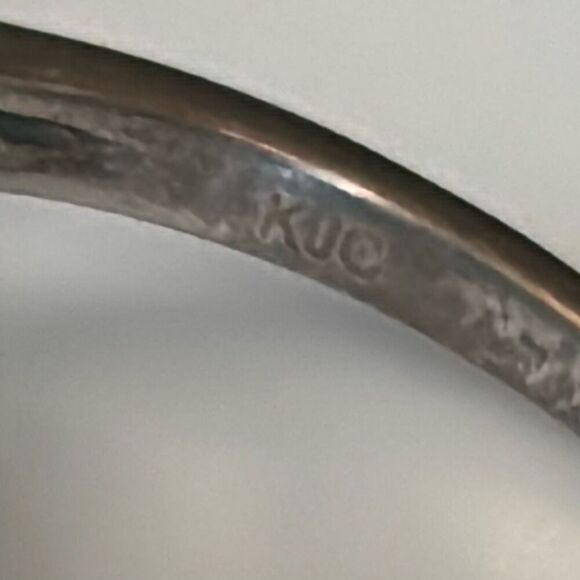 KJC 925 silver opal ring oval w/black spinel Sz 9 halo setting - Picture 7 of 9